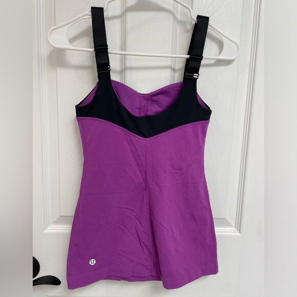 Lululemon Athletica Heart Purple Black Adjustable Strap Tank Women’s Size 4 - Picture 2 of 5